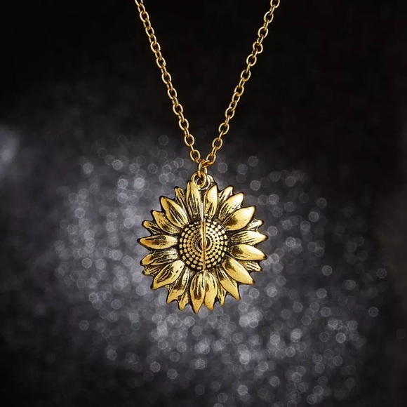 Sunflower Pendant You are my sunshine Long Chain - Picture 4 of 6